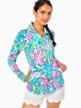 Lilly Pulitzer Skipper Popover in Turquoise Oasis Golden Hour - SZ XL - EUC